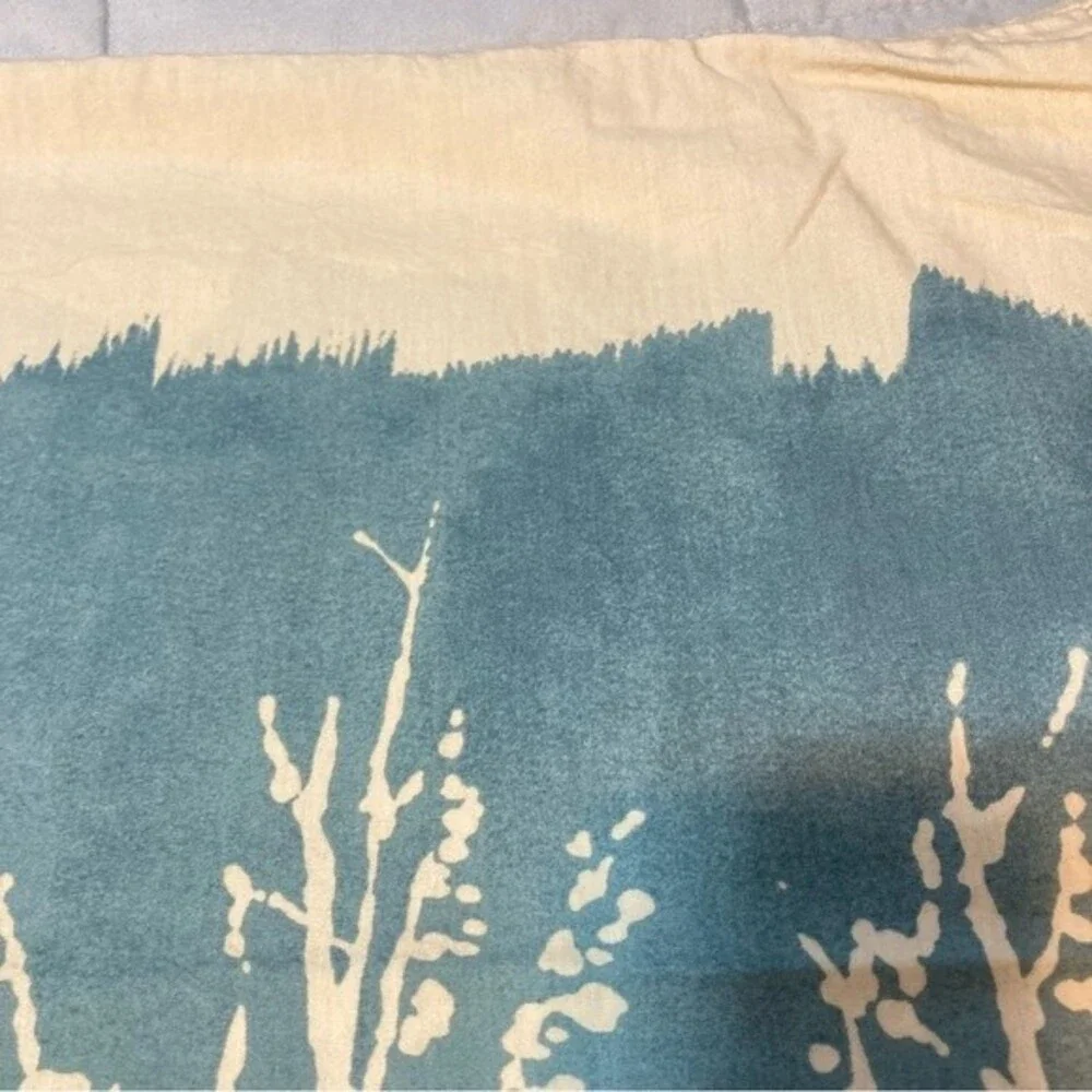 West Elm Forest Abstract Teal White Cream Pillowcase Sham King